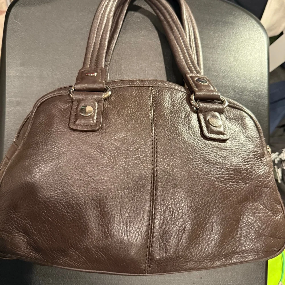 Pelle Studio Brown Leather Satchel Textured Genuine Leather Handbag